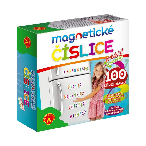Magnetické číslice na chladničke 100 dielikov v krabici 19x18x5cm