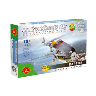 Malý konštruktér vrtuľník Raptor kov 145ks stavebnica v krabici 23x17x3, 5cm
