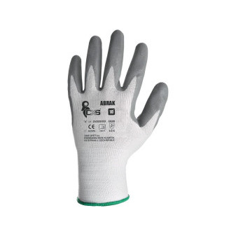 Rukavice CXS ABRAK, máčané v nitrile, bielo-šedé, blister, veľ. 07