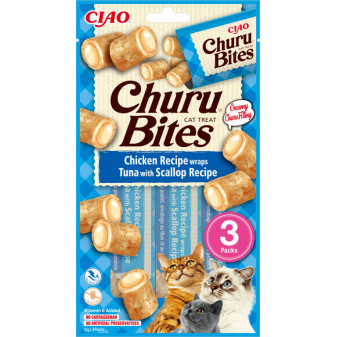 Churu cat Bites - kura, tuniak a hrebenatky 30g