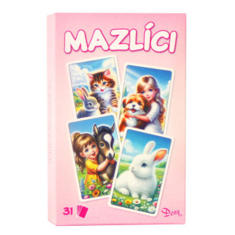 Karty Čierny Peter + pexeso a dueto zvierací maznáčikovia ružový obal