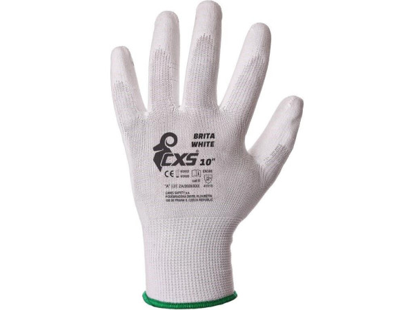 Rukavice CXS BRITA WHITE, s blistrom, máčané v polyuretáne, veľ. 11