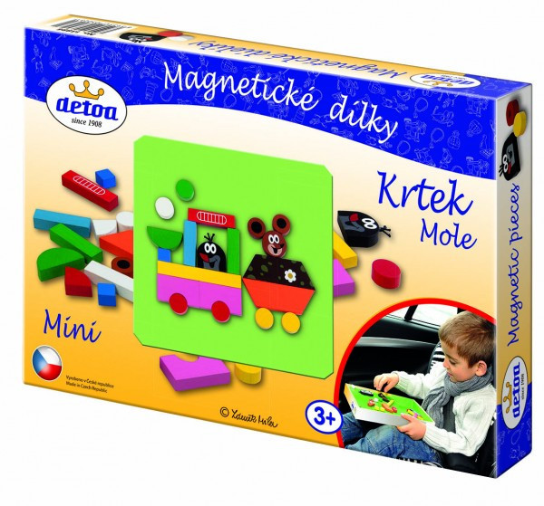 Magnetické dílky mini Krtek dřevo 27ks v krabici 27x19x3cm