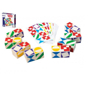 Domino match spoločenská hra drevo v krabičke 15x15x3, 5cm