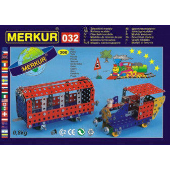 Stavebnica MERKUR 032 Železničné modely 10 modelov 36x27x3cm