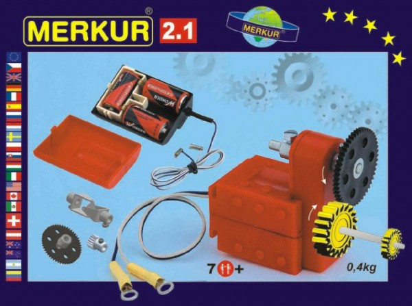 Stavebnica MERKUR 2.1 Elektromotorček v krabici 26x18x5cm