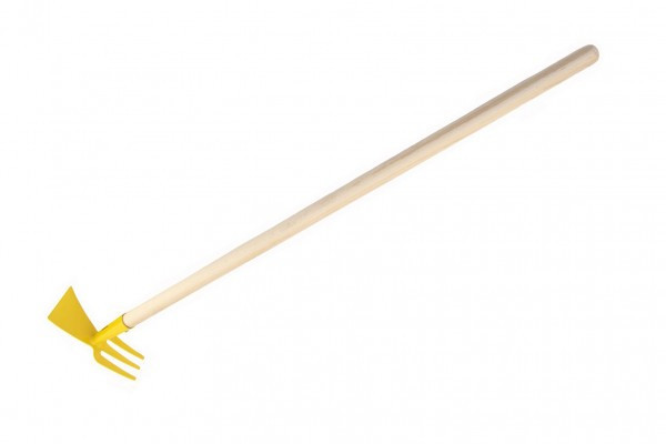 Motyka/Motyčka obojstranná žltá s násadou kov/drevo 80cm náradie