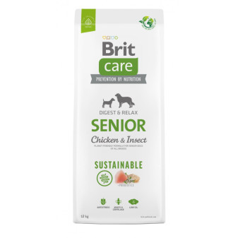 Brit Care Dog Sustainable Senior - kuracie a insecty, 12kg