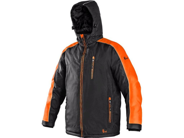 Bunda CXS BRIGHTON, zimná, pánska, čierno-oranžová, veľ. 2XL