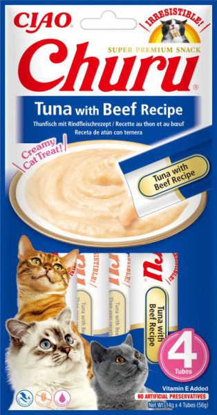 Churu cat mäsové pyré - tuniak, hovädzie 56g