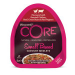 Konzerva Wellness Core Dog Savoury Medleys Adult Small kura, hovädzie, fazuľa a paprika 85g