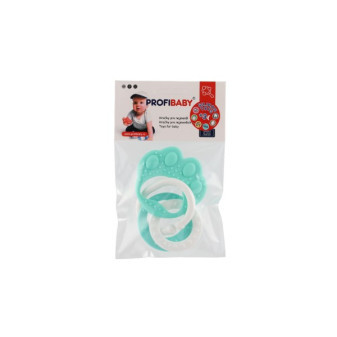 Hryzátko medvedia labka s príveskami silikón 2 farby v sáčku 11x16cm 0m+