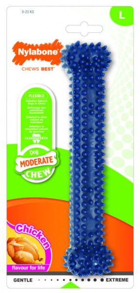 Nylabone hračka Moderate kosť príchuť kura, modrá L