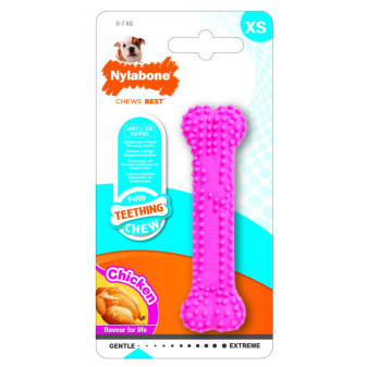 Nylabone hračka Puppy kosť príchuť kurča ružová XS