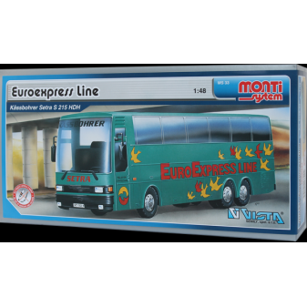 Stavebnica Monti System MS 33 EuroExpress Line Bus Setra 1:48 v krabici 31,5 x16, 5x7, 5cm
