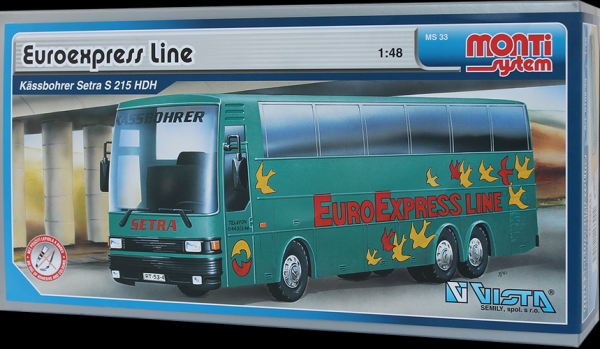 Stavebnica Monti System MS 33 EuroExpress Line Bus Setra 1:48 v krabici 31,5 x16, 5x7, 5cm