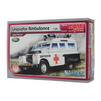 Stavebnica Monti System MS 35 Unprofor Ambulance Land Rover 1:35 v krabici 22x15x6cm