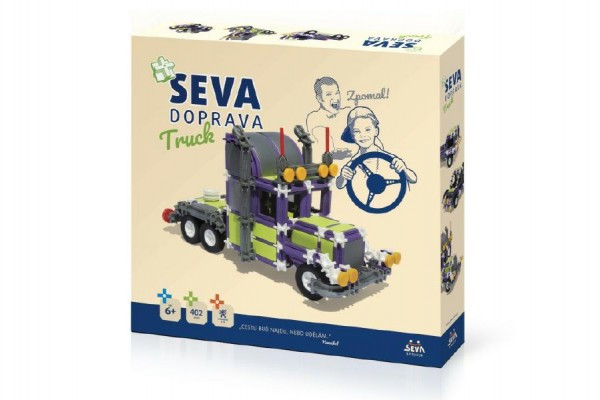 Stavebnica SEVA DOPRAVA Truck plast 402 dielikov v krabici 35x33x5cm