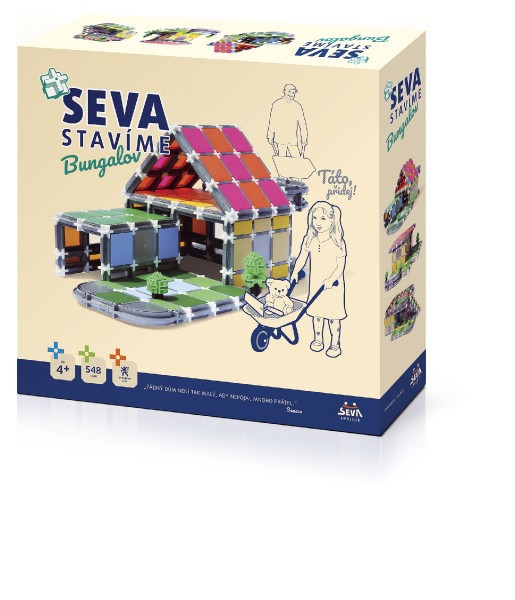 Stavebnice SEVA STAVÍME Bungalov plast 548 dielikov v krabici 35x33x7cm
