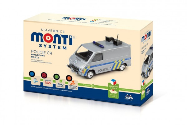 Stavebnica Monti System MS 27,5 Polícia ČR Renault Trafic 1:35 v krabici 22x15x6cm