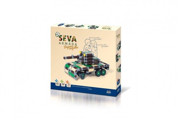 Stavebnica SEVA ARMÁDA Bojové vozidlá plast 436 dielikov v krabici 35x33x5cm