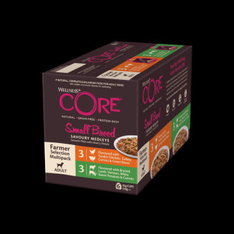 Konzerva Wellness Core Dog Savoury Medleys Adult Small Multipack farmársky výber 510g