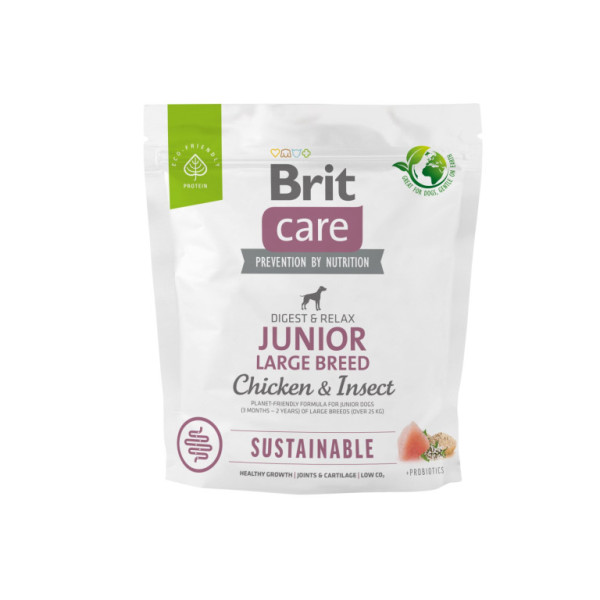 Brit Care Dog Sustainable Junior Large Breed - kuracie a insecty, 1kg