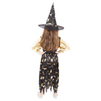 Detský kostým čarodejnice čierno-zlatá (S)