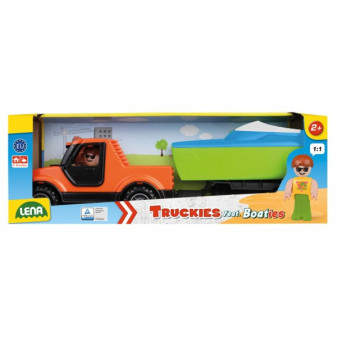 Auto Truckies pickup s vozíkom a loďkou plast 35cm s figúrkou v krabici 24m +