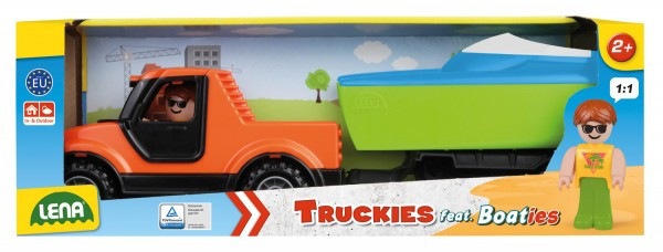 Auto Truckies pickup s vozíkom a loďkou plast 35cm s figúrkou v krabici 24m +