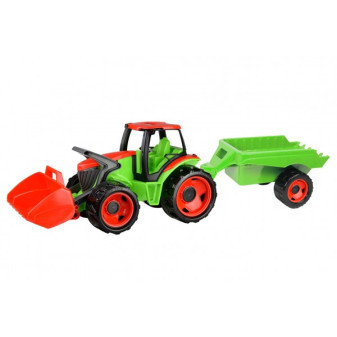 Traktor s lyžicou Giga Trucks s vlekom plast 62cm v krabici 72x40x28cm