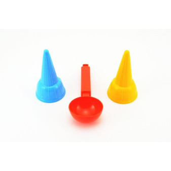 Zmrzlinová sada - 2x kornút + naberačka plast v sieťke 8x18cm