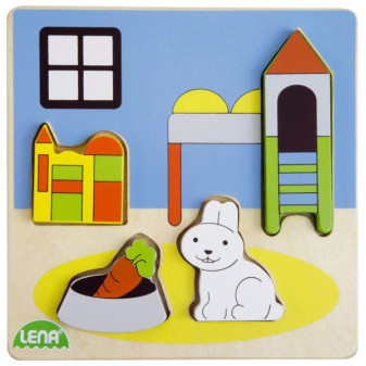Vkladačka/Puzzle doskové obrysové drevené detská izba v krabičke 14x20x2cm 18m+