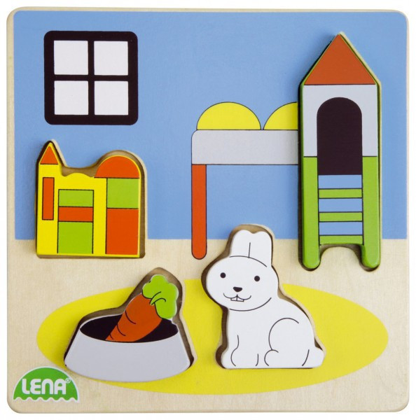 Vkladačka/Puzzle doskové obrysové drevené detská izba v krabičke 14x20x2cm 18m+