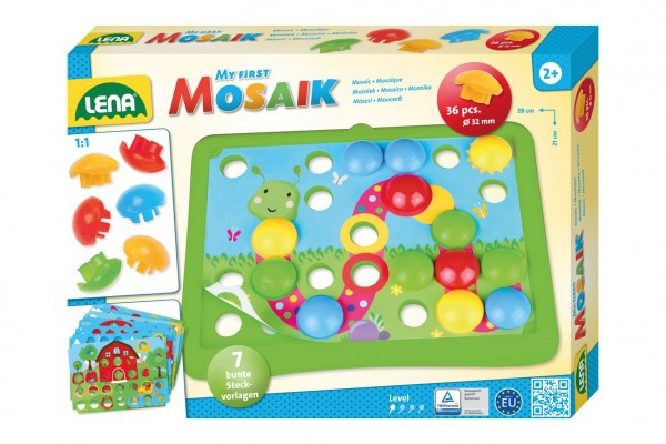 Mozaika klobúčik príroda 3,2cm hladký 36ks + predlohy 7ks pre najmenších v krabici 33x24x4cm 24m+