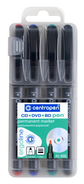 Popisovač Centropen 4606 na CD/DVD sada 4ks šírka 1mm