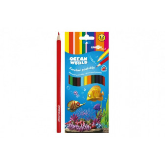 Pastelky farebné drevo Ocean World trojhranné 9x20,5x1cm