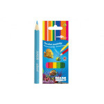 Pastelky farebné drevo krátke Ocean World šesťhranné 4,5x11x1cm