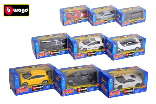 Auto Bburago Street Fire kov/plast 1:43 mix druhov v krabičke 13x6x5,5cm