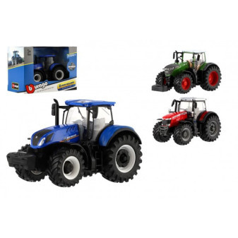 Traktor Bburago Fendt 1050 Vario/New Holland kov/plast 13cm 2 druhy v krabičke 15x11x8cm