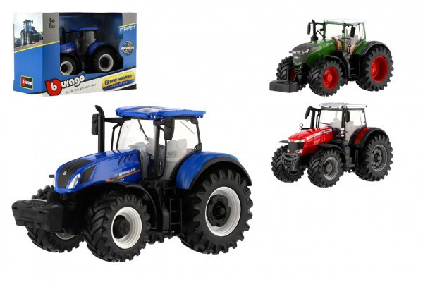Traktor Bburago Fendt 1050 Vario/New Holland kov/plast 13cm 2 druhy v krabičke 15x11x8cm