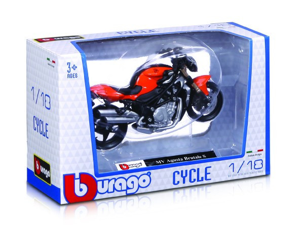 Motorka Bburago kov/plast 11-12cm 1:18 mix druhov v krabičke 17x11x7cm
