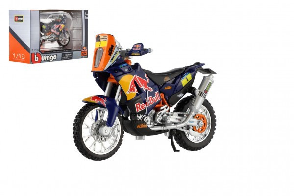 Motorka Bburago KTM 450 Rally (Dakar Rally) kov/plast 12cm v krabičke 17x11x7cm