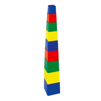Kubus pyramída skladačka hranatá plast 4 farby 9x9x9cm 12m+