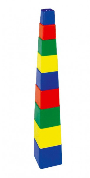 Kubus pyramída skladačka hranatá plast 4 farby 9x9x9cm 12m+