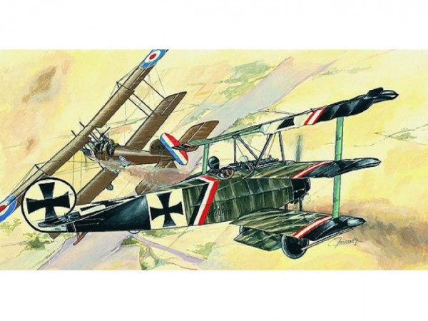 Model Fokker Dr.1 13x16, 1cm v krabici 31x13, 5x3, 5cm