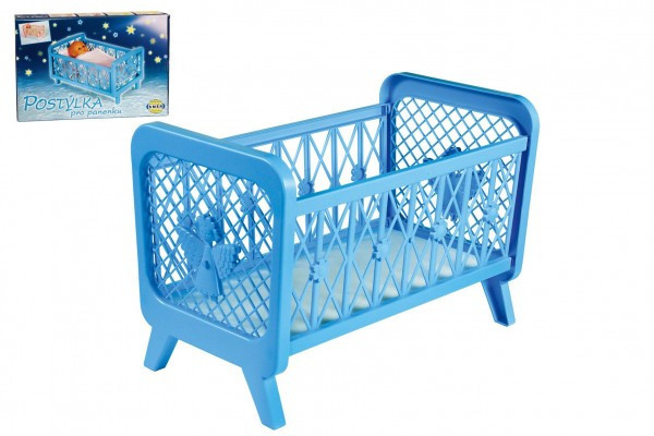 Postieľka pre bábiky bez súpravy plast v krabici 48x33x8cm