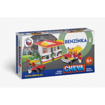 Stavebnica Cheva 8 Benzínová stanica plast 349ks v krabibi 35x19x9 cm