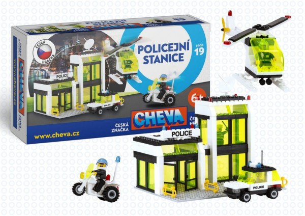 Stavebnica Cheva 19 Policajná stanica plast 335ks v krabici 45x30x5cm