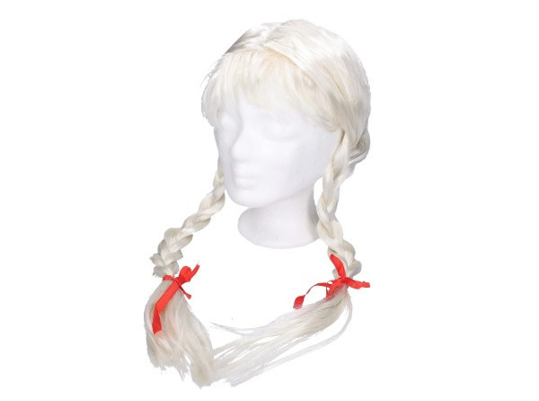 Parochňa blondína s vrkôčiky v sáčku karneval
